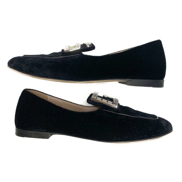 Gucci Softy Velvet Crystal G Flats EU 38 US 8 Black Moccasin GG Embellished - Picture 6 of 10